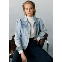Vivance Jeansjacke mit Puffärmeln und goldfarbenen Knöpfen Übergangsjacke, Sommerjacke aus Denim