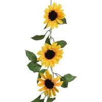 Kunstgirlande, Decoris season decorations, Künstliche Sonnenblumen Girlande 10x150cm Gelb / Grün