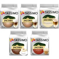 TASSIMO Kaffee Kapseln Jacobs Lovers Sorten Kaffeekapseln - 48 Getränke insgesamt, 1240 g, (Packung, 5er Pack)