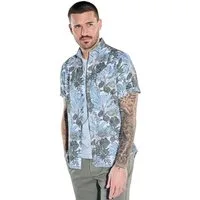 emilio adani Kurzarmhemd Herren Kurzarmhemd aus Baumwolle mit botanischem Print, Khaki