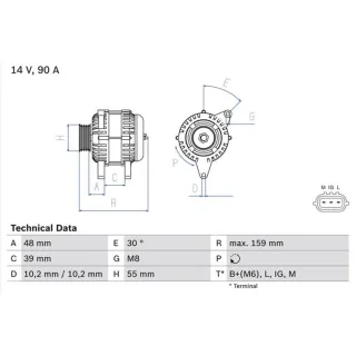 Bosch Lichtmaschine 90A Toyota Yaris P1 0986049211