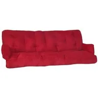 Beautissu Sitzauflage Sitzkissen für Hollywoodschaukel Flair HS, 180x50x8cm, Rot, Garten Auflage mit Zwei Kissen, Polster für Gartenbank Polsterauflage