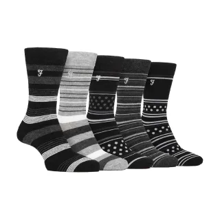 5er-Pack Herren Bambus Socken mit leuchtend gestreiftem Muster