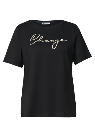 Street One - T-Shirt mit Print schwarz - Gr. - 36