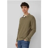 s.Oliver Longpullover Strickpullover Baumwoll-Strickpolo mit Flammgarnstruktur