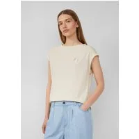 s.Oliver Kurzarmshirt T-Shirt Relaxed-Fit-Shirt mit Print und überschnittenen Schultern