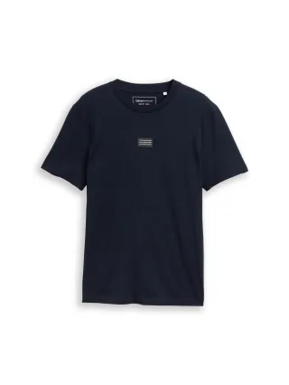 Denim Tom Tailor - Basic T-Shirt mit Logo-Print special blue - Gr. - L