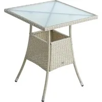 ESTEXO Gartentisch Polyrattan Balkontisch Rattan Tisch Beistelltisch 60 cm Beige