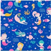 Star Geschenkpapier, Geschenkpapier Meerjungfrau Muster 70cm x 2m Rolle Blau