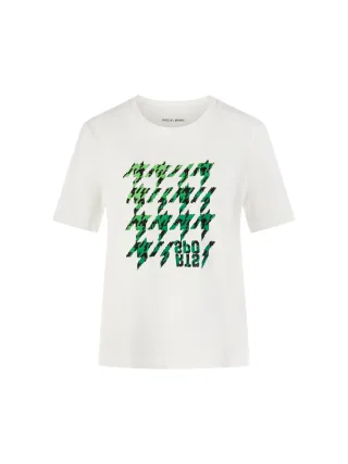 Marc Cain Sports - T-Shirt mit platziertem Chickcheck off-white - Gr. - 44