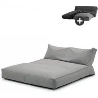 mokebo Sitzsack Outdoor Lounge 'Das Daybed' (mit Schutzhülle), Made in Germany, Beanbag Outdoor, Sitzsack, Gartenliege in Steingrau