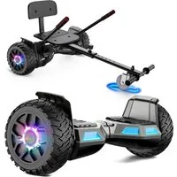 SISIGAD Balance Scooter Kart HY-B02 6,5 Zoll Dualmotorräder, Hoverboard mit kart,LED, Bluetooth, 10 km/h, Hoverboards mit Sitz&LED-Licht und Bluetooth,Geschenk für Kinder