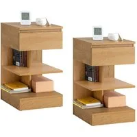 SoBuy Nachttisch FBT49, Nachttisch schmal, Nachtschrank Aufbewahrungsschrank, (2-St), Beistelltisch mit Schublade, Nachtschrank, offene Ablage