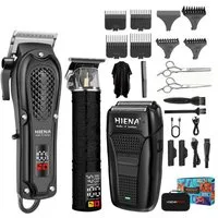 Forrlite Haarschneider Herren Grooming-Set mit Haarschneidemaschine, 3-in-1 Pflegeset mit Barttrimmer, Präzisionstrimmer & Folienrasierer, 300 Min. Laufzeit, Edelstahlklinge, LED-Display