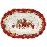 Villeroy & Boch Servierschüssel Toy's Fantasy Schale oval groß, Santa u Kinder, Porzellan, (1-tlg), Premium Porcelain, 1 Stck, Handw., mikrow.sicher