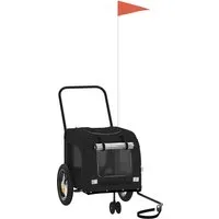 vidaXL Fahrradhundeanhänger Fahrradanhänger für Haustiere Schwarz 125 x 53 x 54 cm