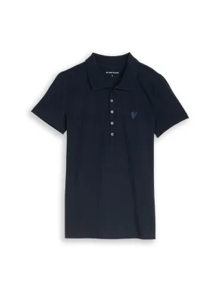 Tom Tailor - Piqué Poloshirt mit Herz-Motiv sky captain blue - Gr. - M