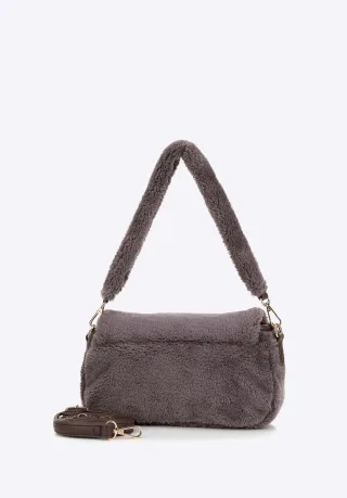 Wittchen Damen-Umhängetasche mit Fellbesatz, taupe, Polyester