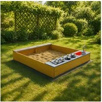HOME DELUXE Sandkasten mit Spielküchenzeile COOKY,  125 x 135 x 20 cm, Spielküche, Matschküche