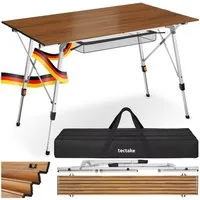 tectake Campingtisch Aluminium Klapptisch - faltbar, wetterfest, 90 x 52 x 47 - 70 cm (Outdoor Beistelltisch Tina, 1-St., 1 tlg), Stabiler Campingtisch mit praktischer Faltfunktion