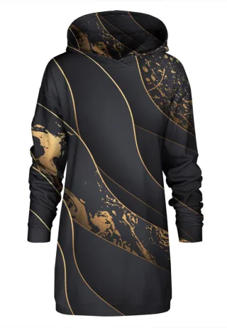 "Black and Gold" Oversize Hoodie-Kleid