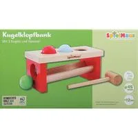 Kugelklopfbank mit bunten großen Kugeln, 24 x 11 x 10 cm, Holzspielzeug, Werkbank