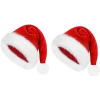 Montegoni Bommelmütze 2 Stk. Premium Qualität Weihnachtsmütze Nikolausmütze aus Weiche Samt (Einzelprodukt, 2-St., 1 Stück Weihnachtsmütze) Rote Santa Mütze, Flauschig weich, Warm & leicht, für festliche Partys