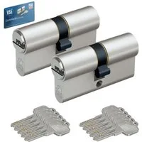 BASI Schließzylinder 2er SET V55, Gleichschließend, diverse Längen, (Spar-Set, 2-St), 2xDoppelzylinder 30/30 mm, 5 Stiftzuhaltungen, 10 Schlüssel, Codekarte