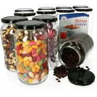MamboCat Einmachglas 12er Set Rundglas 1062 ml To 82 Schwarzer Deckel incl. Rezeptheft, Glas