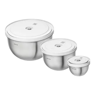 ZWILLING Fresh & Save BOWLS Vakuumschüssel Set S/M/L / 6-tlg, Edelstahl, Silber-Weiß