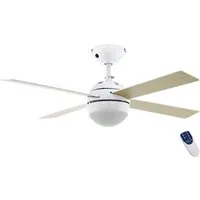 EGLO LED Deckenleuchte LOSCIALE, Fernbedienung, Infrarot inkl., Ventilatorfunktion, LED wechselbar, Warmweiß, Ventilator mit Beleuchtung - E27 - 3 Geschwindigkeiten - 4 Flügel