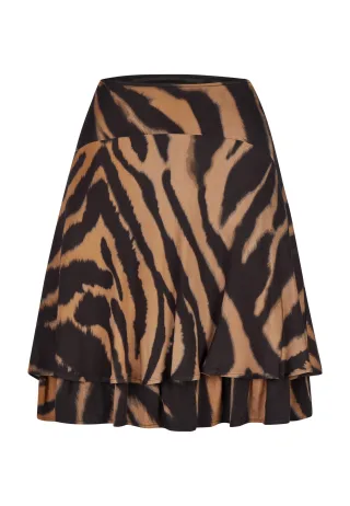 Marc Aurel - Stufenrock mit Tigerprint caramel varied - Gr. - 40