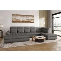 99rooms Wohnlandschaft Toscana, Sofa, U-Form, Bettfunktion, Rundumbezug aus gepolstertem Velours VOGUE