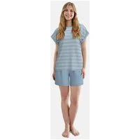 TOM TAILOR Shorty Kurzarm, Rundhalsausschnitt, gestreift, Baumwollmix