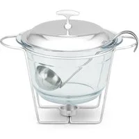 Edenberg Stövchen Speisenwärmer Gehärtetes Glas Edelstahl Warmhaltebehälter Catering, (4.0L, 3-tlg., Eine ideale Geschenkidee! Sehr hochwertig)