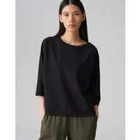 OPUS 3/4-Arm-Shirt SALANE mit Fledermausärmeln U-Boot-Ausschnitt, Jersey, Schlitze in den Seiten