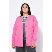 Studio Untold Strickjacke Strickjacke oversized Heart-Muster V-Ausschnitt