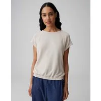 OPUS Kurzarmshirt Svalla aus Jersey mit Strick Optik leicht elastischer Stoff, natürlicher Griff, Casual