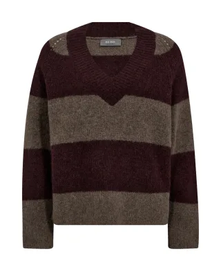 MOS MOSH - MMTaci Stripe LS V-Neck Knit - Gr. - XS