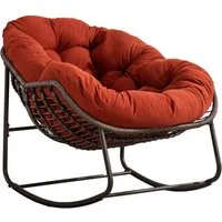 LVHOM Schaukelstuhl mit gepolstertem Kissen, Rattanstuhl mit Stahlrahmen, Lounge Sessel (Großformat B110.5xT94.5xH80cm,160kg Tragfähigkeit,Dicke Kissen, MEHRE FARBEN MEHRE OPTIONEN! Schaukelsessel umhüllendem Sitzgefühl & hoher Armlehne, 1 St), Balko