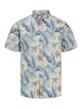 JACK&JONES - JJHONOLULU AOP SHIRT SS Moonbeam - Gr. - S