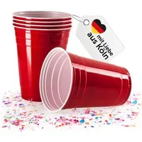 Vivaloo Becher 473 ml Plastikbecher wiederverwendbar, Original American Red Cups, 50-tlg., Partybecher Hartplastik Becher