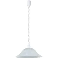 EGLO Hängeleuchte ALESSANDRA Hängelampe, E27, Kunststoff und Glas, Esszimmerlampe, Lampe, Seilzugmechanismus, ohne Leuchtmittel, Hängeleuchte, Wohnzimmerlampe, H110 x Ø38 cm, weiß, 1X60W exkl.