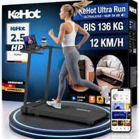 kehot Laufband Laufband klappbar bis 136 kg für Walking und Jogging (1–12 km/h mit Stoßdämpfung für gelenkschonendes Training, 2,5 PS Motor für Cardio- und Ausdauertraining zuhause), Platzsparendes Home-Gym Laufband mit Transportrollen