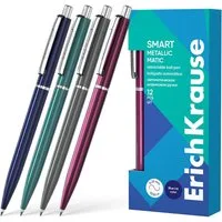 Erich Krause Kugelschreiber, Druckkugelschreiber Smart Matic Metallic 0,35mm 12er Set Blau