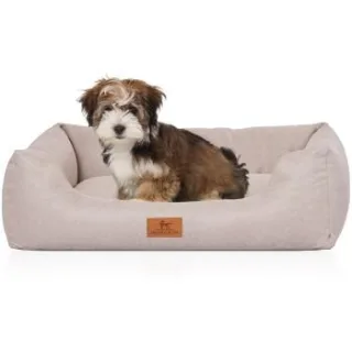 Knuffelwuff Hundebett Emma aus Velours mit feinem Handwebcharakter in Pastellfarben