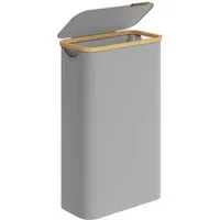 SONGMICS Wäschekorb, mit Deckel, 65 L, herausnehmbarer Wäschesack, Griffe aus Bambus