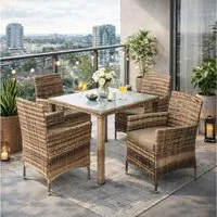 ESTEXO Sitzgruppe Polyrattan Gartenmöbel Set Rattan Gartenset Essgruppe Beige Braun