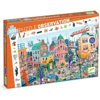 DJECO Puzzle Wimmelpuzzle: Stadt - 200 Teile für Kinder, 200 Puzzleteile, Kinderpuzzle