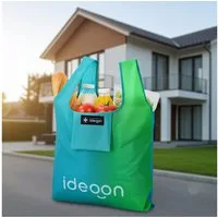 shop'n smile ideoon Einkaufsbeutel Faltbarer Einkaufsbeutel Einkaufstasche offen 52 × 33cm wiederwendbar, robustes Polyester & extrem platzsparend verstaubar, für Shopping